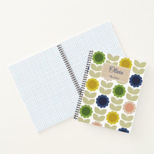 Carnet Retro Groovy Summer Flowers Stems (Intérieur)