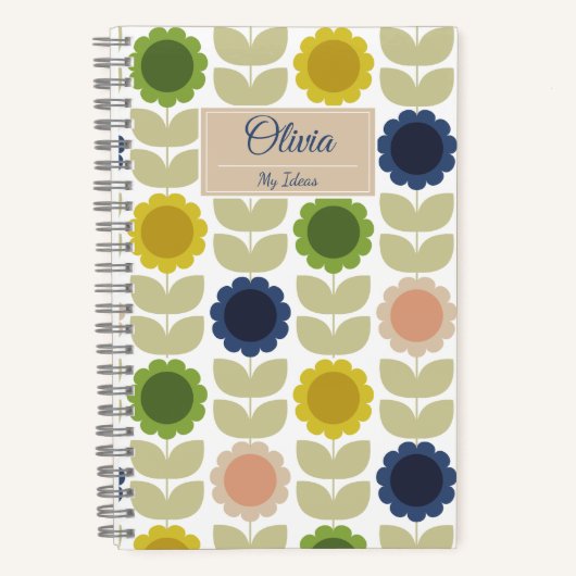 Carnet Retro Groovy Summer Flowers Stems (Recto)
