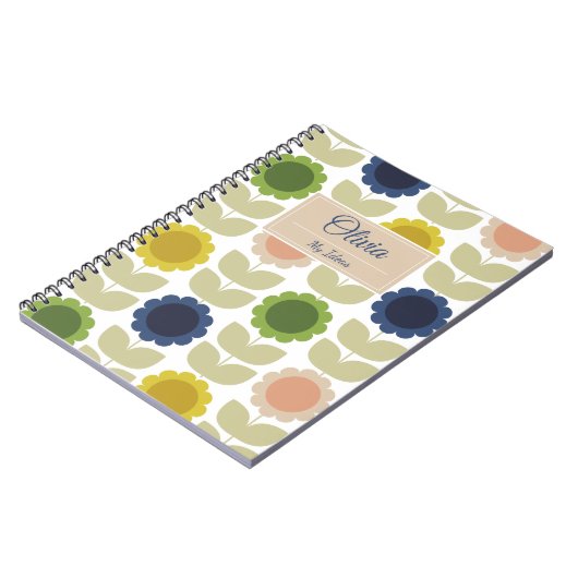 Carnet Retro Groovy Summer Flowers Stems (Côté gauche)