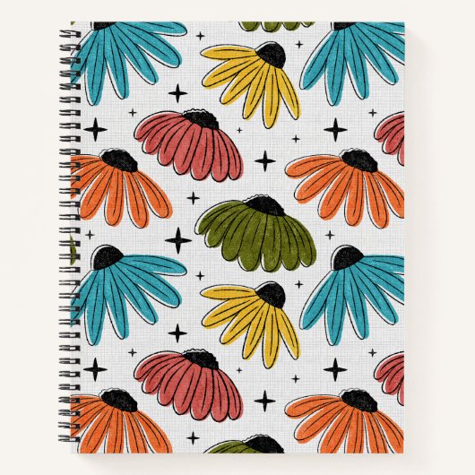 Carnet Retro Halftone Coneflowers (Devant)