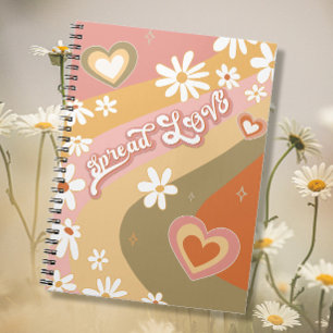 Carnet Retro Hippie Daisy Spread LOVE Floral 1960s 1970s