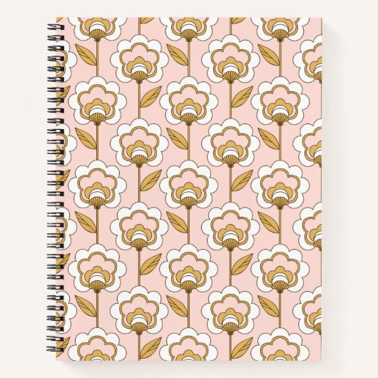 Carnet Retro Jardin rose motif floral (Devant)
