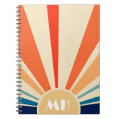 Carnet Retro les années 70 Starburst Sunrise Stripes Mono (Devant)