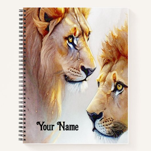 Carnet Retro Lions Art - Art classique de mur de la faune (Devant)