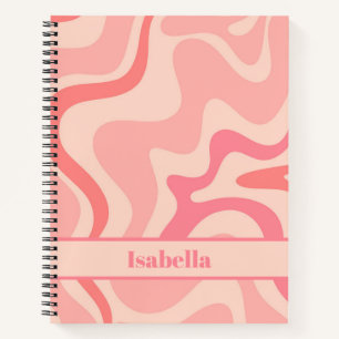 Carnet Retro Liquid Swirl Abstrait rose Personnalisé