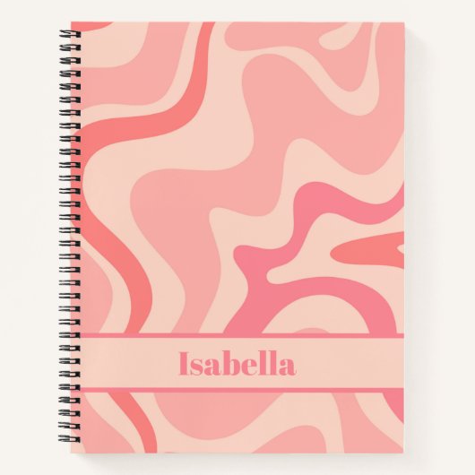 Carnet Retro Liquid Swirl Abstrait rose Personnalisé (Devant)