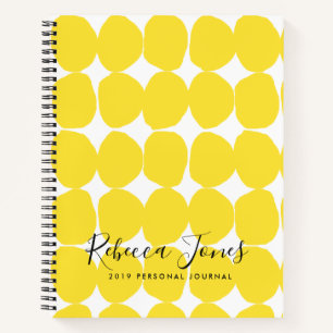 CARNET RETRO LUMINEUX GRANDE MAIN DESSINÉE POIS JAUNES