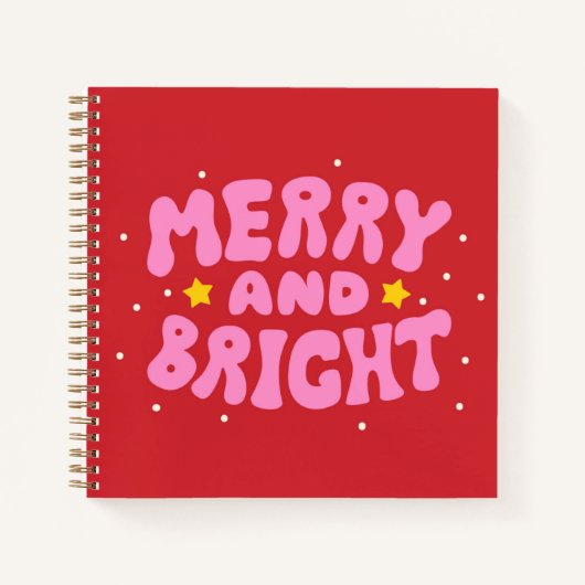 Carnet Retro Merry et Bright Holiday Design (Devant)