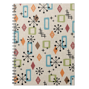 Carnet Retro Mid-Century moderne Atomique Abstrait Motif