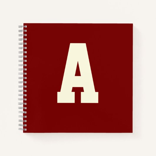 Carnet Rétro monogramme alpha bordeaux crème (Devant)