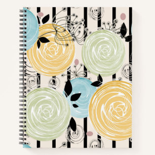 Carnet Rétro, motif de fleurs