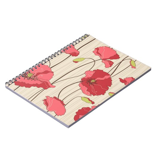 Carnet Rétro motif de pavots (Côté gauche)