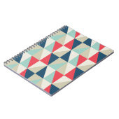 Carnet Rétro motif rouge et bleu géométrique de triangles (Côté gauche)