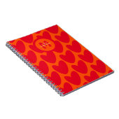 Carnet Retro Orange Super Red Hearts Nom sur Monogramme (Côté Droit)