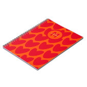Carnet Retro Orange Super Red Hearts Nom sur Monogramme (Côté gauche)