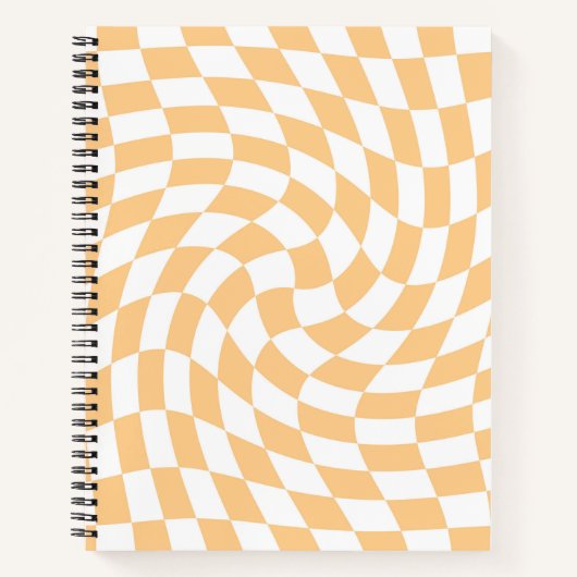 Carnet Retro Pastel Peach Chèques déformés À damiers (Devant)