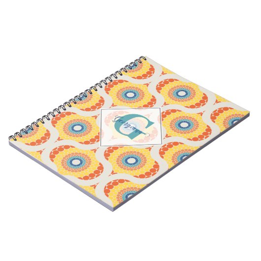 Carnet Retro personnalisé Aegean Eté Radiant Mandala (Côté gauche)