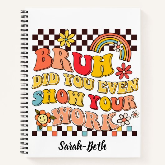 Carnet Retro rainbow bruh montrer votre travail damier (Devant)