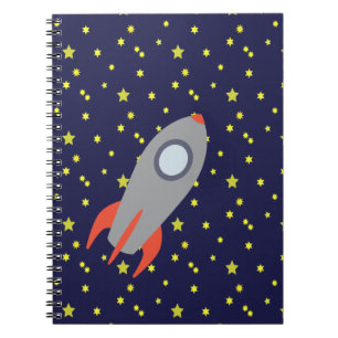 Carnet Retro Rocket Ship avec Arrière - plan Motif étoile