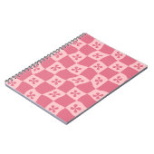 Carnet Retro rose À damiers motif floral (Côté gauche)