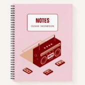 Carnet Retro rose rouge Personnalisé Composition de leçon (Devant)