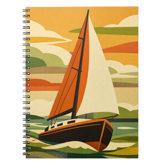 Carnet Retro Sailboat Sunset Voyage (Devant)