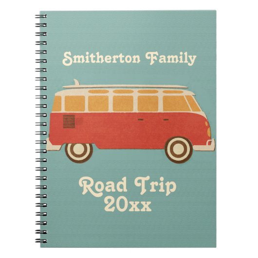 Carnet Retro Sixties Van Family Road Voyage Vacances (Devant)