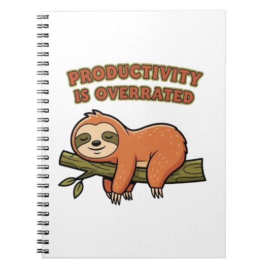Carnet Retro Sloth Productivity Is Overrated Lined Notebo (Devant)
