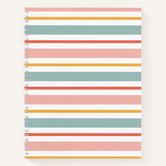 Carnet Retro Summer Pastel Striped Pink Mint And Mustard  (Devant)