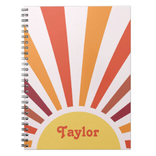 Carnet Retro Sunset Sun Rays Nom personnalisé