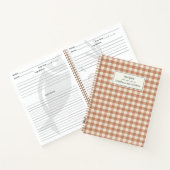 Carnet Retro Terracotta En vichy Plaid Nom personnalisé R (Intérieur)