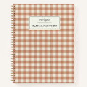 Carnet Retro Terracotta En vichy Plaid Nom personnalisé R (Devant)