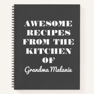 Carnet Retro Typographie noir blanc Grandma Recette