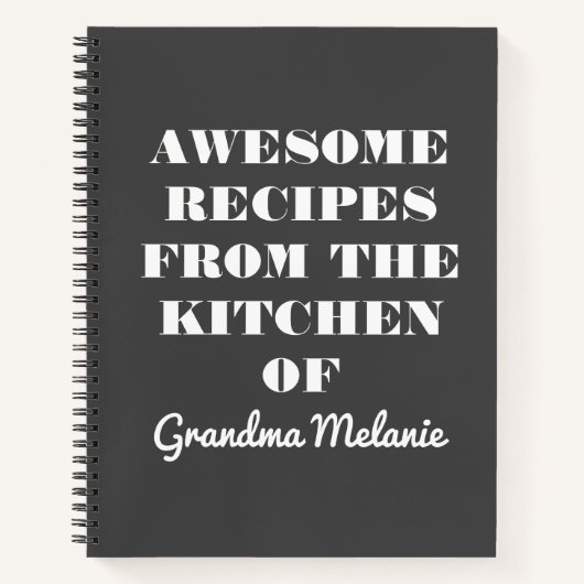 Carnet Retro Typographie noir blanc Grandma Recette (Devant)