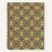Carnet Retro Vert et Orange Abstrait motif floral (Devant)