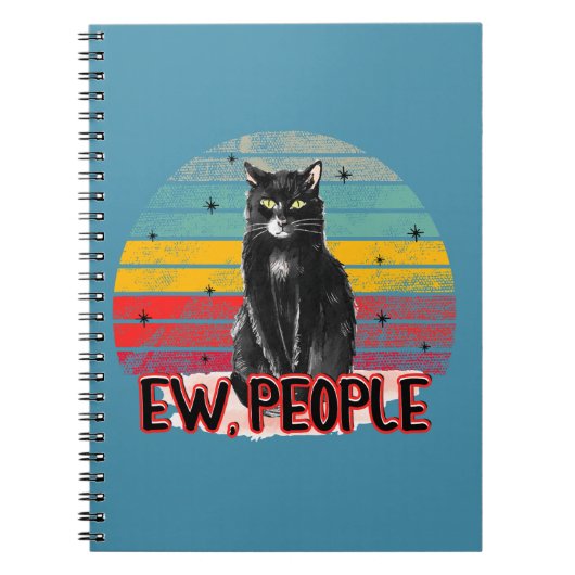 Carnet Retro Vintage Chat Noir Ew (Devant)