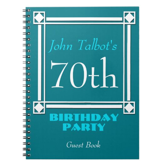 Carnet Retro White Frame 70th Birthday Guest Book (Devant)