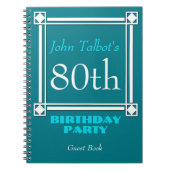 Carnet Retro White Frame 80th Birthday Guest Book (Devant)