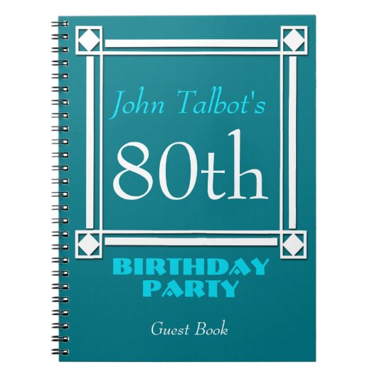 Carnet Retro White Frame 80th Birthday Guest Book (Devant)