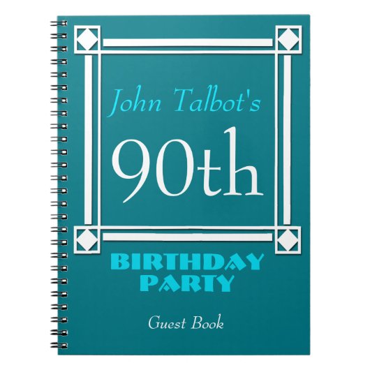 Carnet Retro White Frame 90th Birthday Guest Book (Devant)