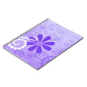 Carnet Rétros fleurs florales pourpres Girly (Côté gauche)