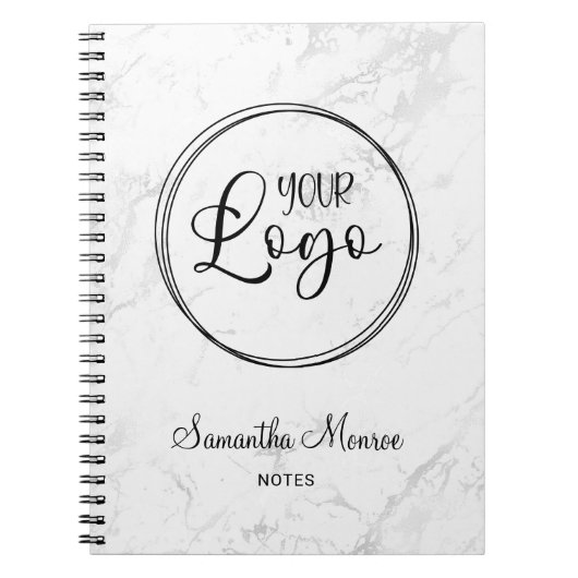Carnet Réunion du logo d'entreprise du Marbre blanc Silve (Devant)