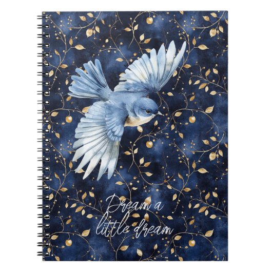 Carnet Rêve de feuilles d'or d'oiseau bleu (Devant)