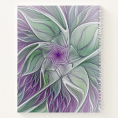 Carnet Rêve de fleurs, art fractal abstrait violet vert (Dos)