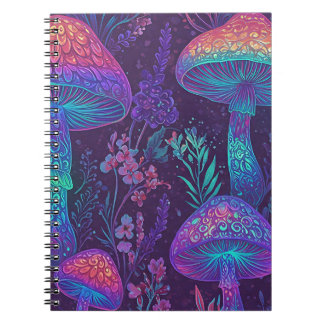 Carnet Rêve de forêt néon champignon