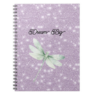 Carnet Rêve de Libellule Menthe Pistache Pailletée Lavand