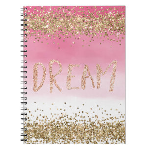 Carnet Rêve de Parties scintillant Gold Sparkle Pink Omb