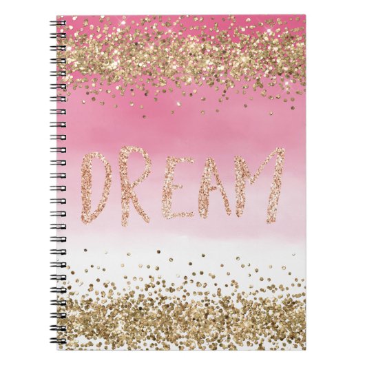 Carnet Rêve de Parties scintillant Gold Sparkle Pink Ombr (Devant)