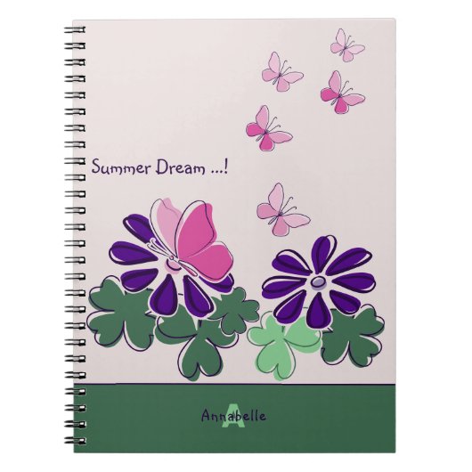 Carnet Rêve d'été Pink Green Purple Papillon (Devant)
