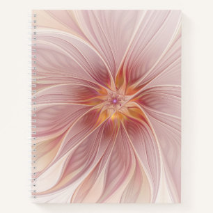 Carnet Rêve floral rose tendre, art fractal abstrait de f